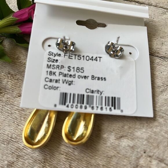 SAVVY CIE JEWELS, 18k GOLD PLATED TWO-TONE DROP EARRINGS  NWT - Picture 6 of 6